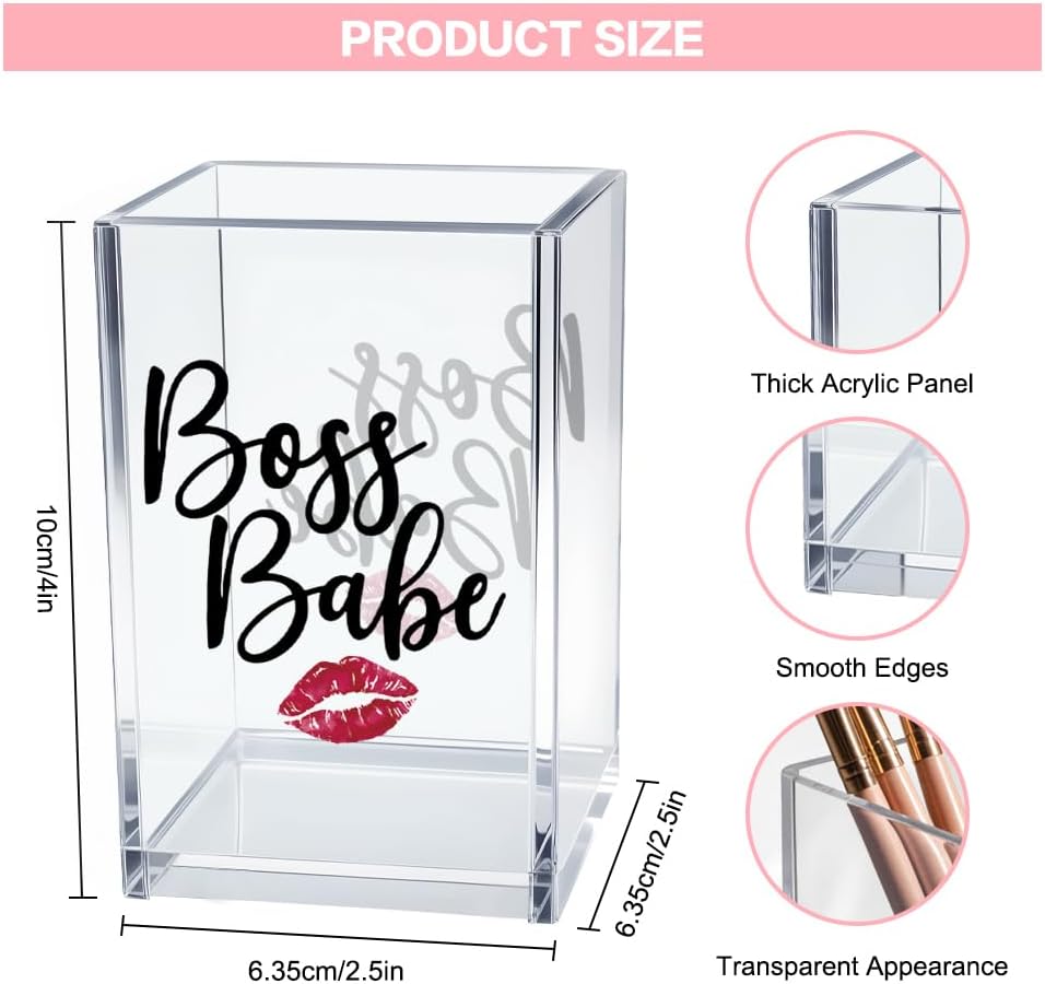 Better Late Than Ugly Acrylic Makeup Brush Organizer Holder, Self Affirmations Desk Acrylic Brushes Storage, Make Up Artist Gifts, Birthday Gifts for Her Wife Sister Friend Makeup Lovers