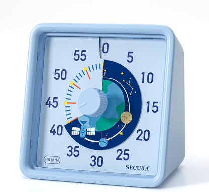 Secura 60-Minute Visual Timer for Kids, Time Clocks, Countdown Timer for Office Kitchen, Classroom Timer for Kids, Silent Time Management Tool (Navy Blue & Navy Blue)
