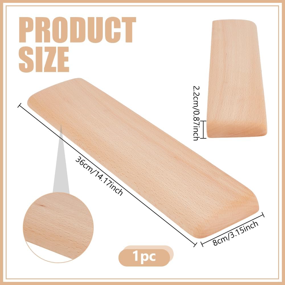 AHANDMAKER Wood Keyboard Wrist Rest 87 Key Wooden Wrist Rest Ergonomic Rest for Computer Keyboard Ergonomic Desk Pad Gaming Office Home Desk Decor, Blanched Almond