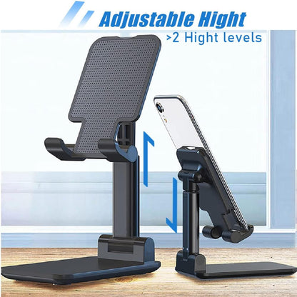 Phone Stand, PhoneHolder for Desk Anti-Slip Cute OfficeAccessories Forldable Cell PhoneHolder Compatible with iPhones, AllMobile Phones, White-Silver, Pro