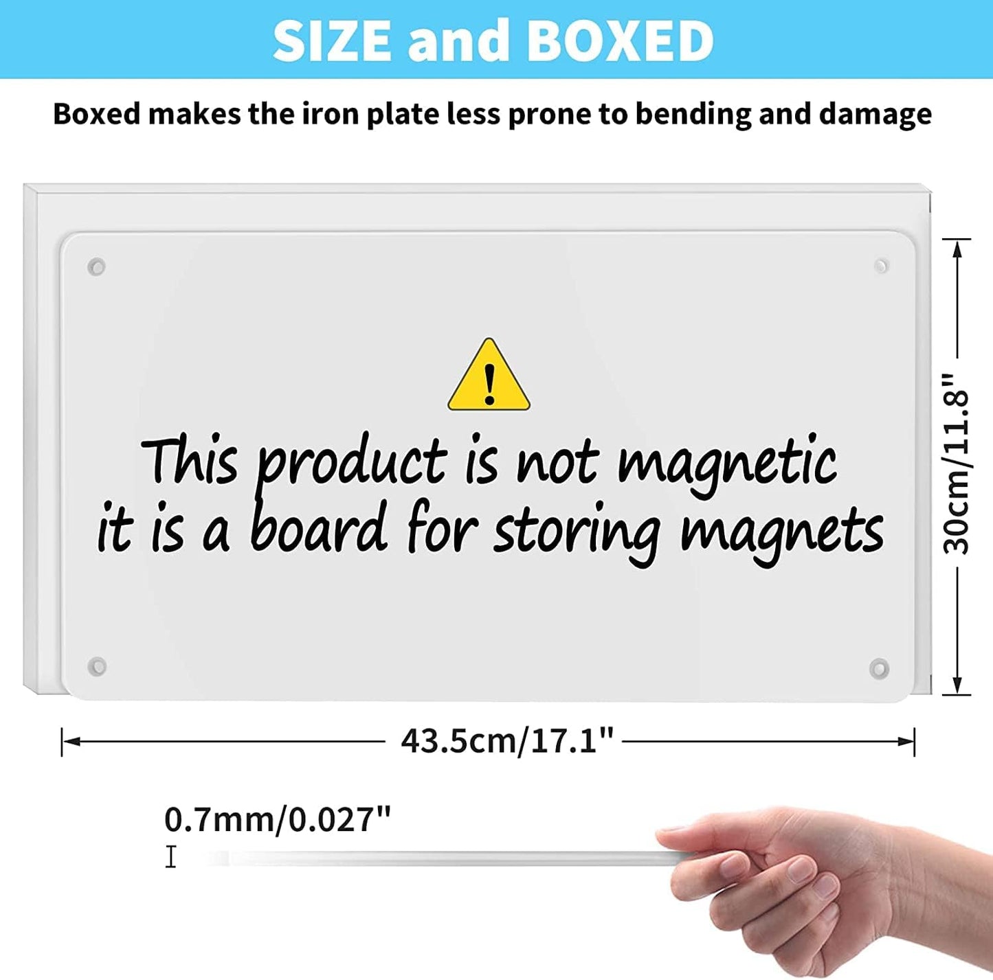 2Pack Magnetic Board,17.1" x 11.8" Magnet Display,for Magnets and Bulletin Board,Suitable for Wall, Refrigerator, Compartment, Cabinet etc,Comes with Dual Lock Tape for Easy Hanging (Silver)