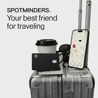 SPOTMINDERS Apple MFi Certified Wallet Tracker PRO for Travel Credit Card Design Works with Apple Find My IP68 Waterproof Rechargeable Tracking Card for Wallet Luggage Passport 0.07in Slim Item Finder