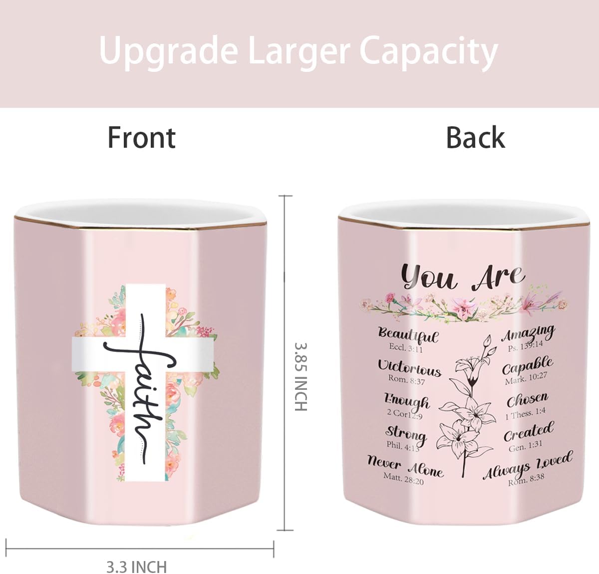 Pen Holder, Pencil Holder for Desk, Marble Desk Organizer Cute, Durable Ceramic Pencil Cup, Decorative Makeup Brush Holder Cup, Stationery Holder for Office, Home, Gray Marble