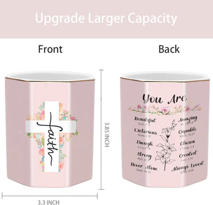 Pen Holder, Pencil Holder for Desk, Marble Desk Organizer Cute, Durable Ceramic Pencil Cup, Decorative Makeup Brush Holder Cup, Stationery Holder for Office, Home, Gray Marble