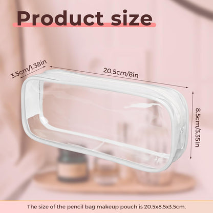 5 Pack Clear PVC Zipper Pencil Pouch, Pen Pencil Case Makeup Pouch, Large Capacity Pencil Bag for Office Stationery Travel Storage (Black)