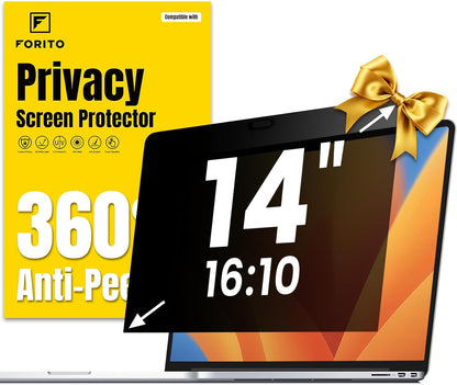 F FORITO 16 Inch 16:10 360° Laptop Privacy Screen Protector, Anti Peeping and Anti Glare Laptop Privacy Shield, Reduce Eye Strain & Eye Protection