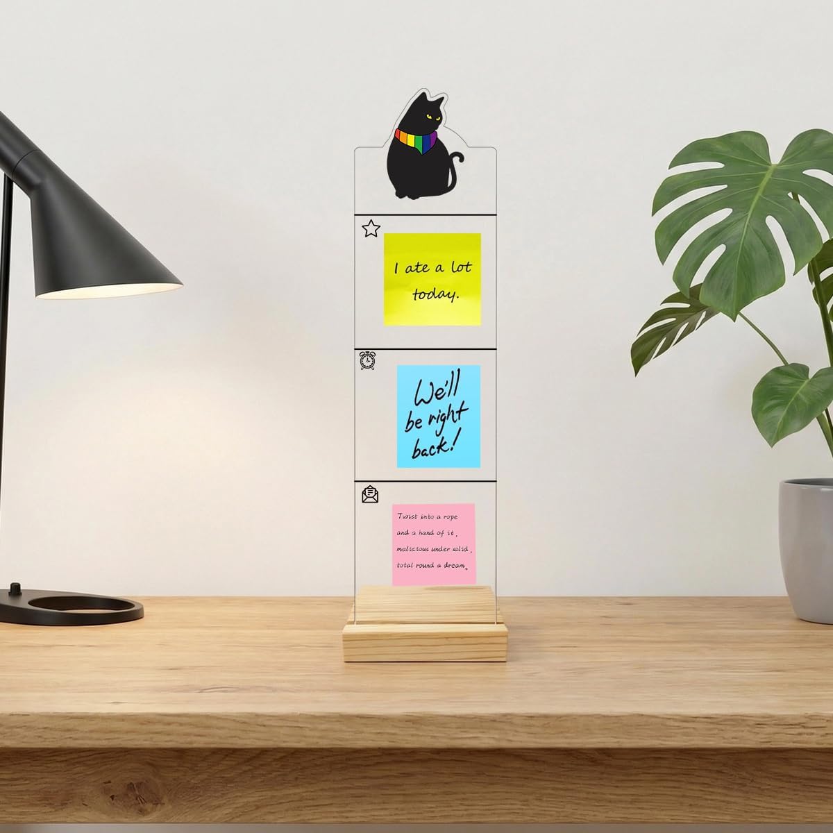 Monitor Memo Board Computer Monitor Memo Board Sticky Note Organizer Kidney Acrylic Desk Accessories Removable Wooden Base Set Sticky Notes 100 Sheets 11.8×3.1 inches