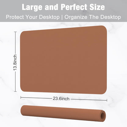 Hsurbtra Desk Pad, 23.6" x 13.8" PU Leather Desk Mat, M Extended Mouse Pad, Waterproof Desktop Blotter Protector, Non-Slip Ultra Thin Small Laptop Keyboard Writing Mat for Office Home, Pink