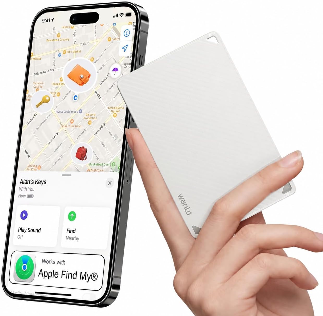 [Apple MFi Certified] Wallet Tracker Card for Apple Find My, 5+ Year Battery, iOS Only Bluetooth Item Finder, Ultra-Slim Smart Card Tracker for Wallet, Passport, Luggage, Purse & Backpack