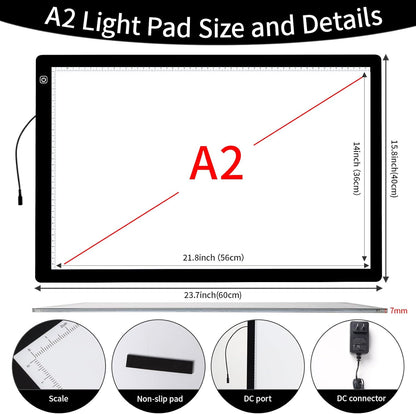 YINGWOND A1 Large LED Light Board for Diamond Painting, Tracing Copy Pad with Scale Eye Protection, Dimmable Brightness A1 Light Box for 5D Diamond Painting, Sketching, Animation