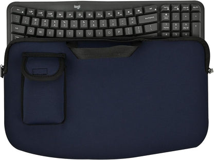 Portable Keyboard Travel Bag Shockproof Waterproof Dustproof Protective Neoprene Sleeve Compatible with Logitech Wave Keys Wavy Keyboard MK670 /Wireless Ergonomic Keyboards Mouse Combo (Black)