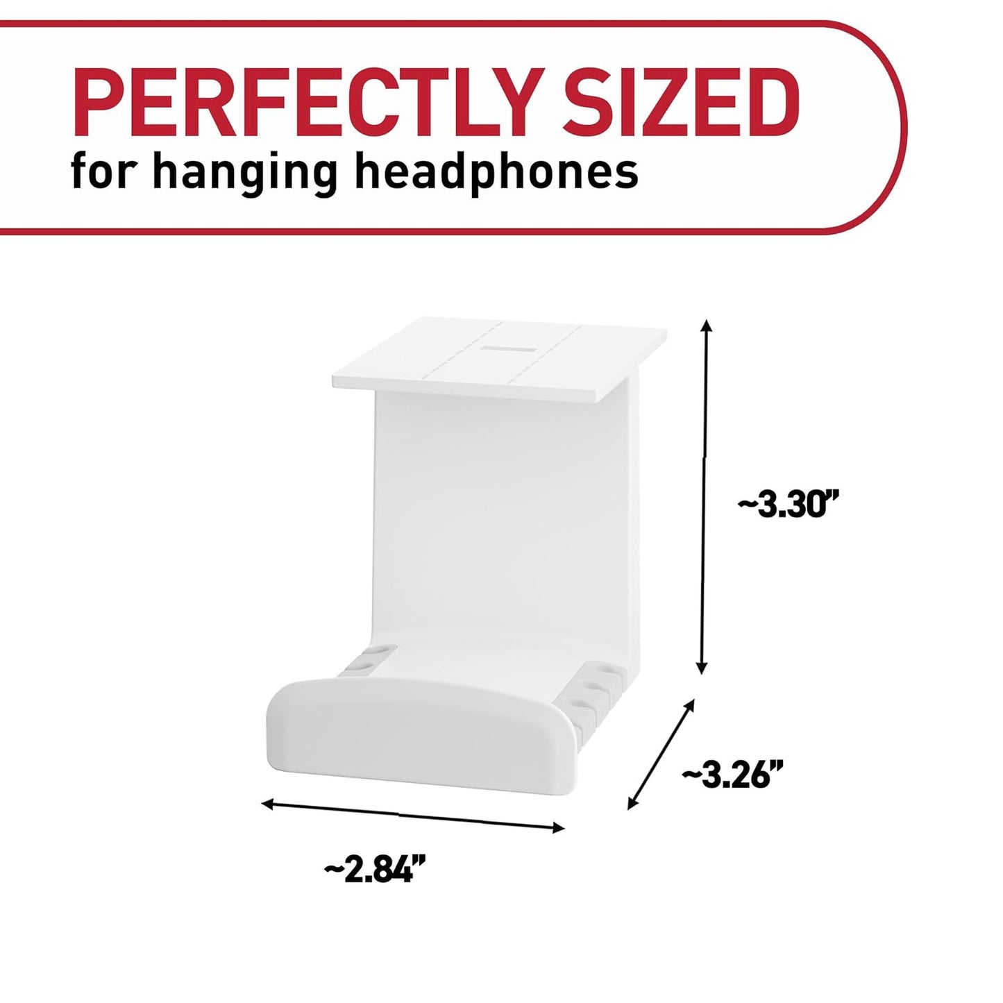 Command Headphone Hanger, 1 Holder and 4 Strips, Holds a 2.7" Wide Band, White, Great for Damage-Free Electronics Organization for Wired or Wireless Headphones
