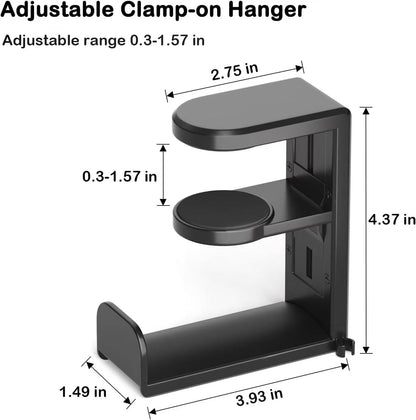 Universal Headphone Stand, Desk Mount Holder with 360 Degree Swivel, Gaming Headset Organizer, Clamp-on Under Desk Hanger with Cable Clip for Office, Home