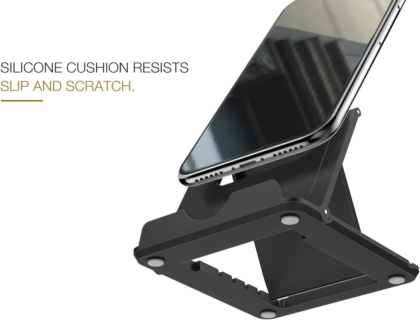 MoKo Phone/Tablet Stand, Foldable Tablet Holder Compatible with iPhone 17/17 Air/17 Pro/17 Pro Max, iPhone 16/Pro/Pro Max/Plus, iPhone 15/Pro/Pro Max/Plus, iPhone 14/Pro/Pro Max/Plus, Black