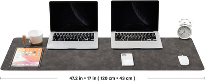 Distressed Leather Desk Mat - Non-Slip PU Desk Pad for Office and Home - Desk Organization and Accessories - Ideal for Large Mouse Pad and Desk Mats on Top of Desks(Tan,36"x 17")