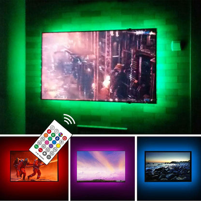 USB TV Backlight LED Strip Lights Kit for 24 to 60 inches Smart TV Sony LG Monitor, HDTV Wall Mount Stand Work Space Gaming Room Decor, LED Bias Ambient Mood Lighting