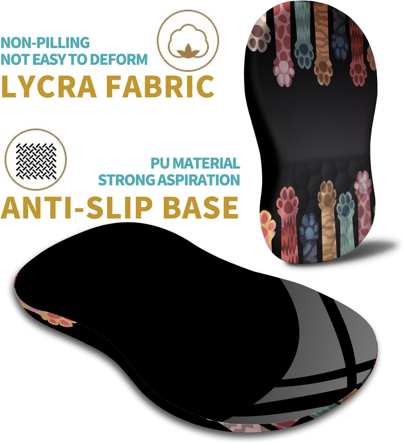 Hokafenle Ergonomic Mouse Pad Wrist Support with Massage Design, Wrist Rest Pain Relief Mousepad with Memory Foam&Non-Slip PU Base, Mouse Pads for Wireless Mouse & Desk (12x8 inch,Black)