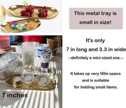 Stainless Steel Decorative Tray, Set of 2, 7 Inch Long, Jewelry Dish Cosmetics Organizer Bathroom Clutter Serving Platter Small Storage Tray, Oval, Matte Black