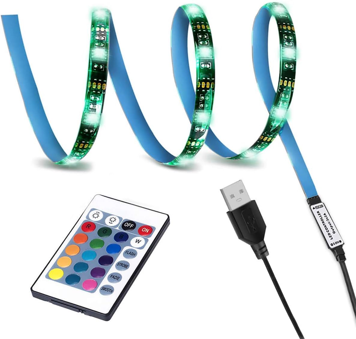 LED TV Backlight,SMY USB LED Strip Light,RGB Multi-Colour LED Light Strip Kit Waterproof IP65, 30LED with Wireless Remote Controller for TV/PC/Laptop Bias Lighting (3.28Ft)
