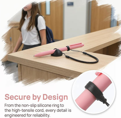 TOYANDONA 2pcs Pen Lanyards - Elastic Lanyard Tether with Silicone Ring and Holder Retractable Stylus Tether Leash Pen Strap for School Office Supplies Desk Clipboards Tablets
