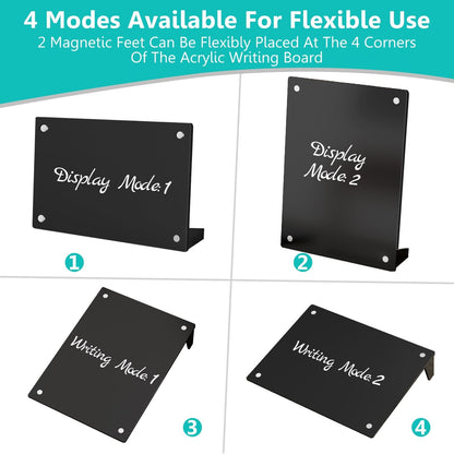 2PCS Clear Acrylic Weekly Dry Erase Board Desktop, 8x6 Small Magnetic Whiteboard with Stand for Table Calendar Memo Board for Fridge, Office, School, Home