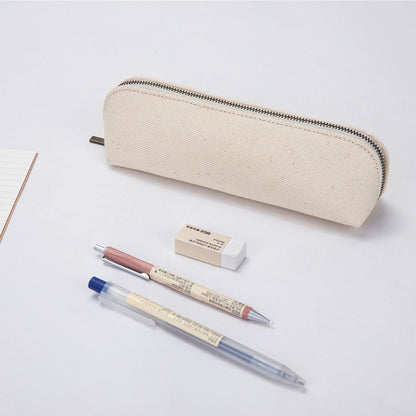 Canvas Pencil Case Cotton Canvas and Simple Multifunctional Pencil Bag Zipper Portable Storage (Black)