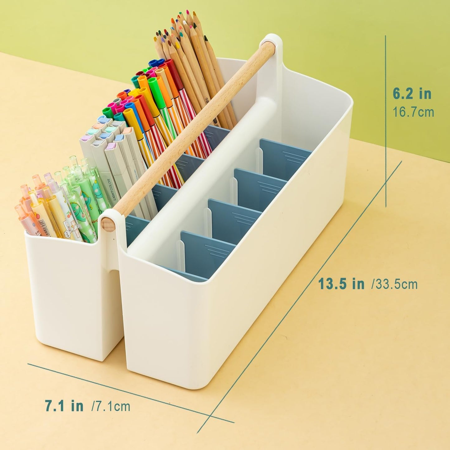 Vidifor Art Supply Organizers Caddy with Handle, Desk, Makeup Caddy and Tote (White+Pink, Large)