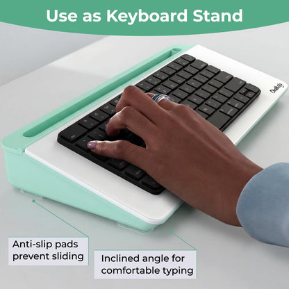 Chalkola Pink Glass Desktop Whiteboard with Storage - Dry Erase Board, Work Desk Organizers, Computer Keyboard Stand, Home Office Desk Accessories, Workspace Desktop Buddy