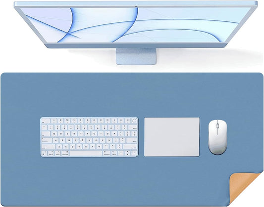 Double-Sided Desk Pad - 35.4" x 17.7" Leather Desk Mat, Eco-Friendly Cork Desk Protector, Waterproof Large Mouse Pad, Durable Desk Blotter for Office (Green)