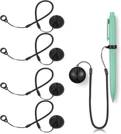 4PCS Retractable Pen Leash Holder with Chain,Plastic Pencil Lanyard with Silicone Rings,Anti-Lose Elastic Stylus Teacher Pen Lanyard Elastic Tether for Tablets Writing Boards Loss Prevention Strap