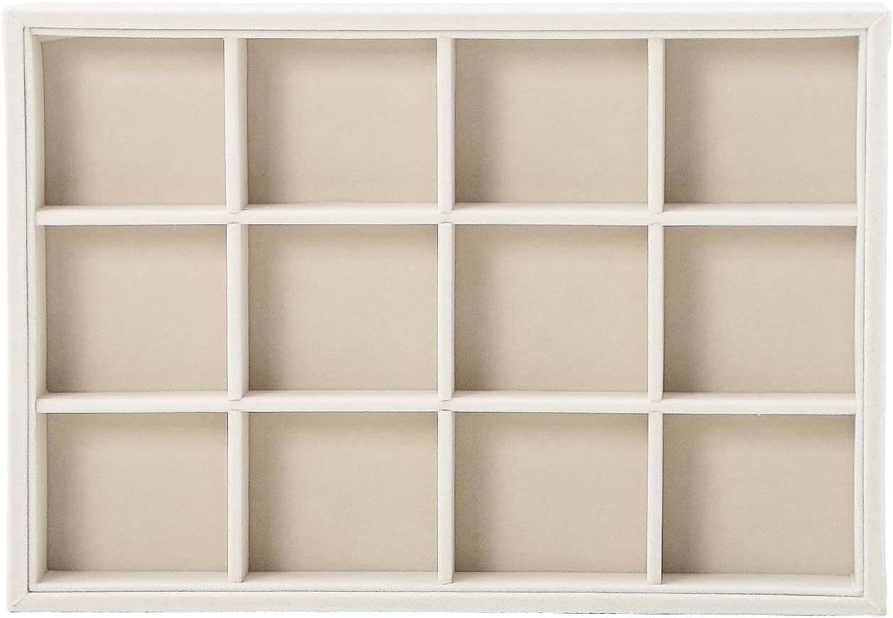 Bedside Organizer - Multi-use Holder for Desk Drawer, Nightstand, Desktop - Catchall Tray for Jewelry, Sunglasses, Phone, Watch, Perfume, Lipstick (Beige 5Grid)