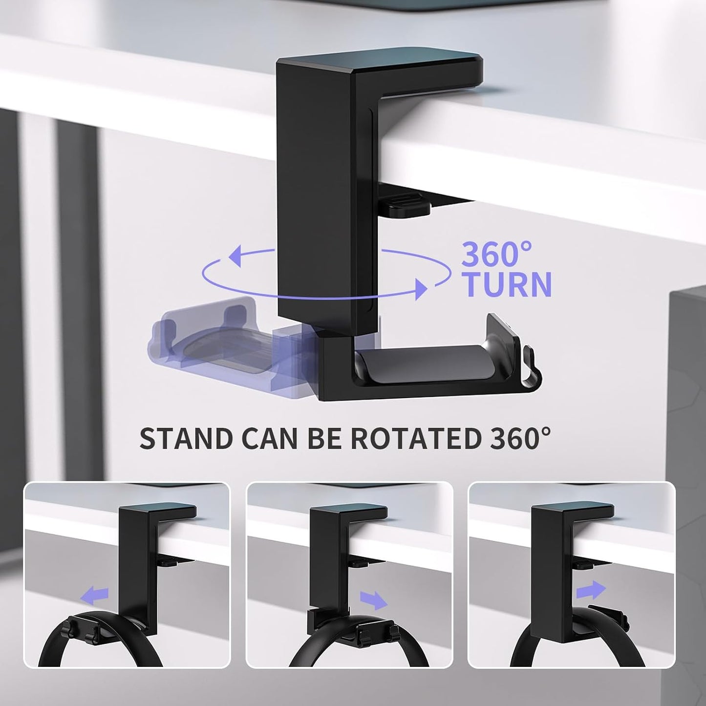 Game Headphone Stand for Desk Mini Headphone Hanger Holder with Strong Adhesive Game Headset Stand Headphone Holder-Under Desk…