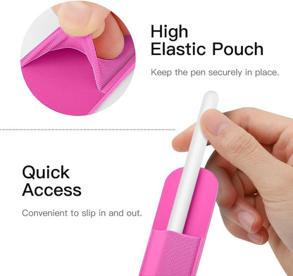 MoKo Pencil Holder Sticker Fit Apple Pencil Pro, Apple Pencil (USB-C), iPencil 1st/2nd Generation, Elastic Pencil Pocket Pouch Adhesive Sleeve Attached to iPad Case for Stylus Pens,Black
