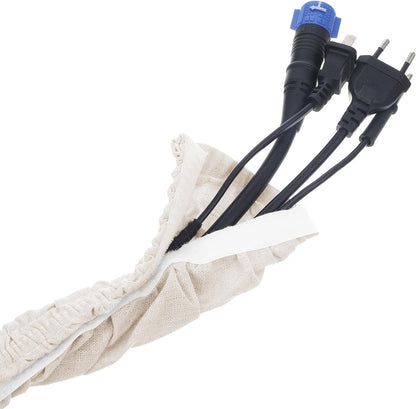 2-Pack Natural Linen Fabric Cord Cover & Chandelier Chain Sleeve – 6 Ft Wire Hider, Cable Concealer, and Light Fixture Cover for Cable Management (Bleached Linen, 2-Pack)
