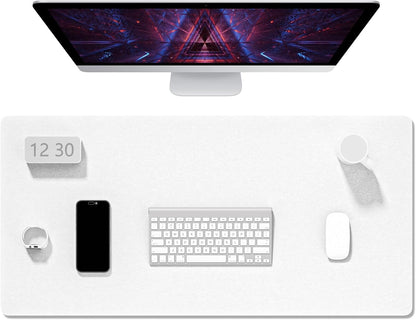 Auhoahsil Felt Desk Mat, Minimalist Large Mouse Pad XXL 35.5 x 15.7 in, Desk Matt for Desktop, Keyboard, Laptop, Computer, Office, Work from Home, Gaming, White