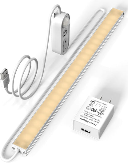 ASOKO Under Cabinet Led Lighting, 12 Inch Light Strip Bar, Daylight White 5000K Dimmable Plug in USB Light, Small Thin Led Under Counter Lighting for Kitchen/Room/Shelf/Desk/Display Case
