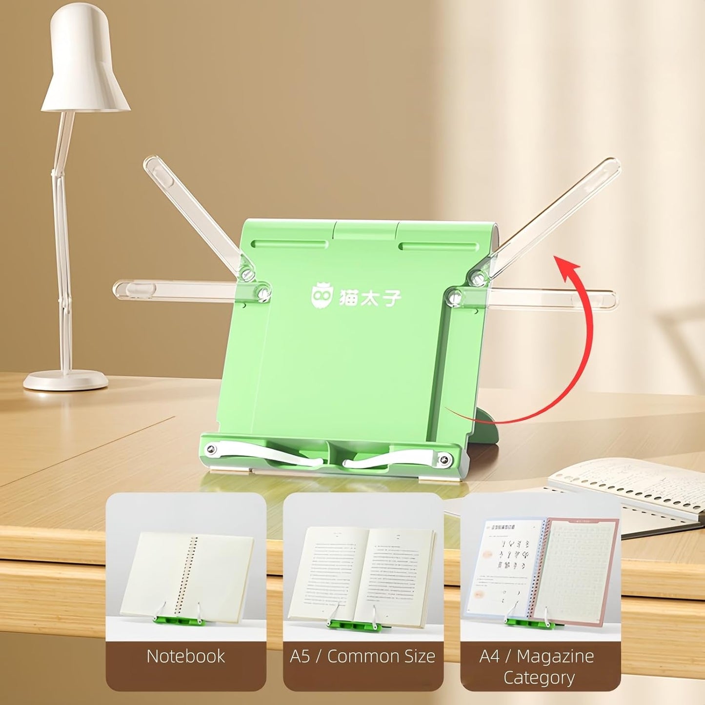 Travel Mini Book Holders for Reading Hands Free - Portable and Adjustable Book Stand for Reading, Two-in-one (Ideal for Light Books & Tablets – Not for Heavy Hardcovers | White)