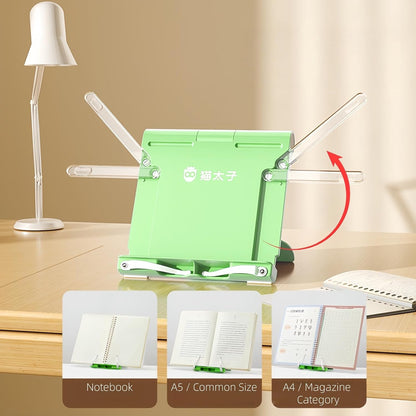 Travel Mini Book Holders for Reading Hands Free - Portable and Adjustable Book Stand for Reading, Two-in-one (Ideal for Light Books & Tablets – Not for Heavy Hardcovers | White)