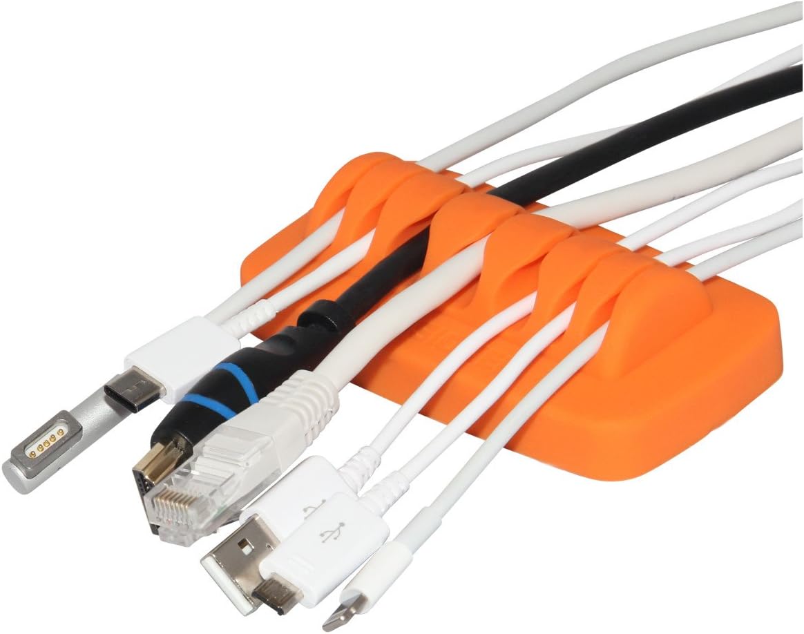 Desktop Cable Organizer, Weighted, Eco-Friendly Silicone, No Bad Smell, Bundled with 4 Reusable Cable Ties (Black)