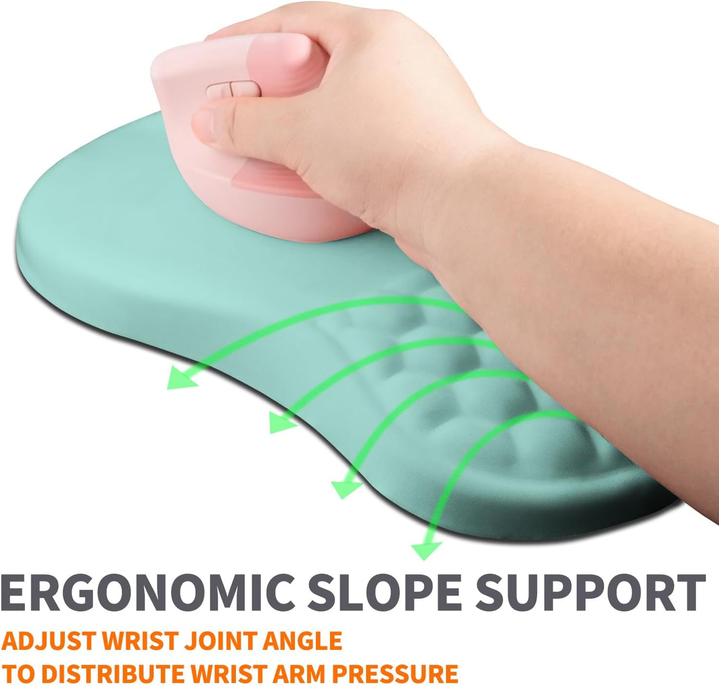 Ergonomic Joint Wrist Support Mouse Pad with Memory Foam Cushion Massage Bump, Carpal Tunnel Pain Relief Mousepad Slope Design for Wrist Rest, 11.8x7.9 in, Black