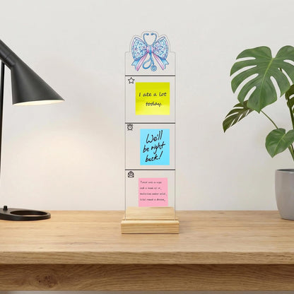 Monitor Memo Board Computer Monitor Memo Board Sticky Note Organizer Kidney Acrylic Desk Accessories Removable Wooden Base Set Sticky Notes 100 Sheets 11.8×3.1 inches