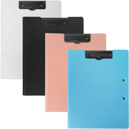 souG 4Pcs Clipboard Foldable,360°Cover Folder Clipboard Plastic Clipboards with Double Low Profile Clip,File Folder Storag Clipboards for A3 A4 Paper, Clip Boards for Office School Supplies (4 Colors)