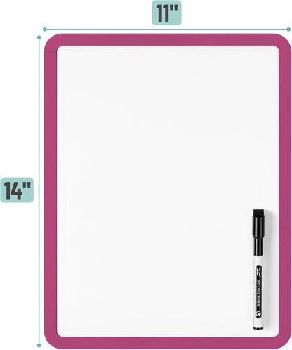 Mr. Pen- Dry Erase Board, 14” x 11” with a Black Dry Erase Marker, White Frame, Small Mini White Board for Students, Fridge, Wall, Locker, Includes Double Sided Tapes