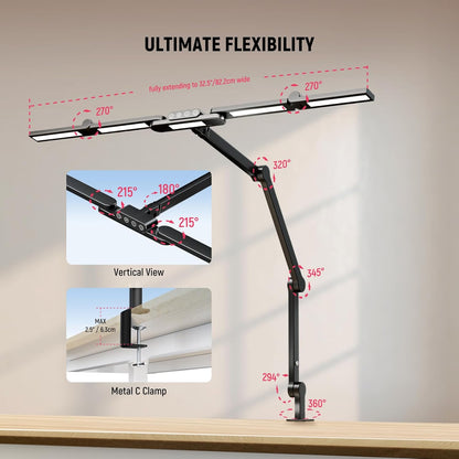NEEWER Entry Level Version 32" LED Light with Clamp for Desk Home Office Dorm Designer Drafting, 20W Dual Computer Monitor Architect Lamp Bar, Flexible Overhead 2200lux/Remote/5 Modes CRI80+, N21