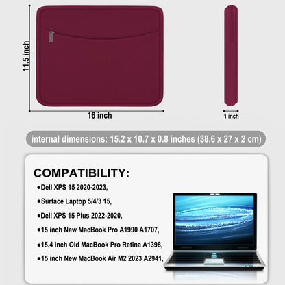 Laptop Sleeve Case 14 inch, Shockproof Protective Laptop Cover Briefcase Carrying Computer Bag with Accessory Pocket Portable Computer Sleeve for 14" MacBook, HP, Dell, Lenovo, Acer, Black