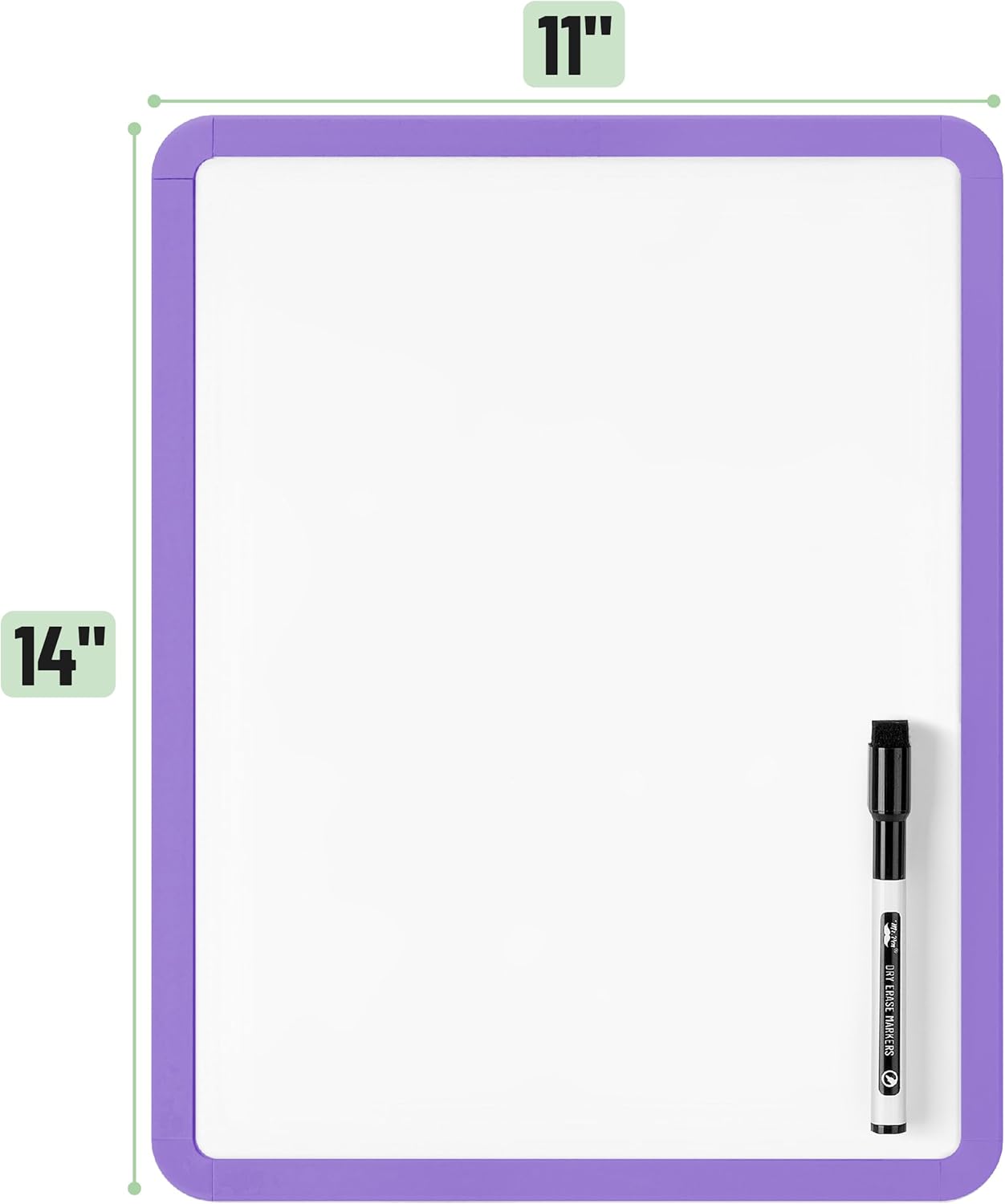 Mr. Pen- Dry Erase Board, 14” x 11” with a Black Dry Erase Marker, White Frame, Small Mini White Board for Students, Fridge, Wall, Locker, Includes Double Sided Tapes