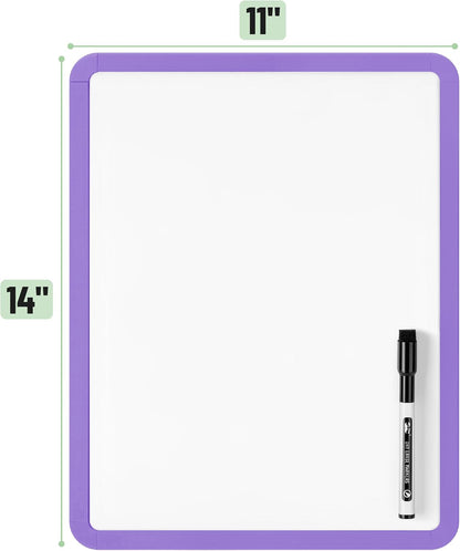 Mr. Pen- Dry Erase Board, 14” x 11” with a Black Dry Erase Marker, White Frame, Small Mini White Board for Students, Fridge, Wall, Locker, Includes Double Sided Tapes