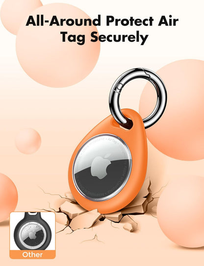 UNBREAKcable AirTag Holder for Apple - 4 Pack Air Tag Case [Fit Tightly Design] [Easy to Install] [Hold Securely] Waterproof TPU Protective Cover with Metal Keychain for Kids,Pet,Luggage,Backpack,Keys