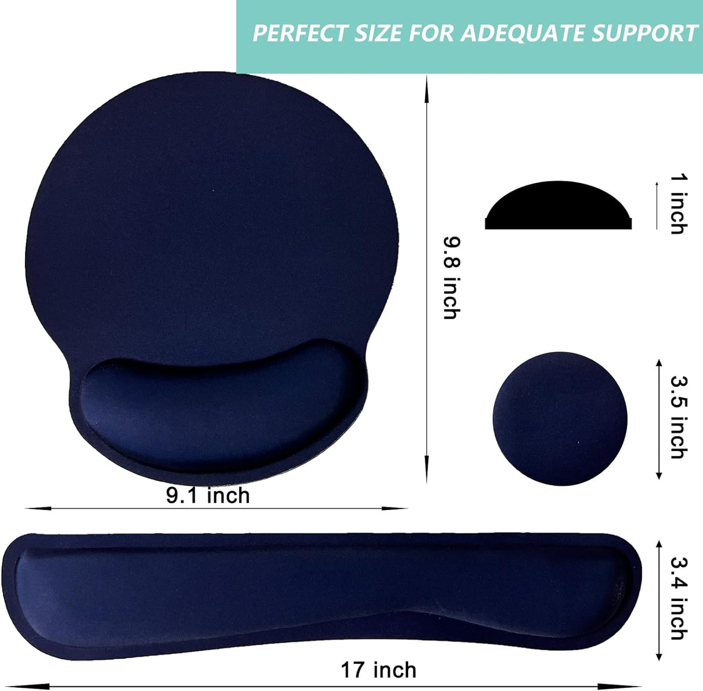 Keyboard Wrist Rest Pad Mouse Pad with Wrist Support Set of 3, Mousepad with Non-Slip Rubber Base, Ergonomic Memory Foam Mouse Wrist Cushion Support for Home Office Laptop Computer Gaming, Forest