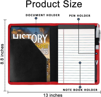 Padfolio/Portfolio Binder, Mini Padfolio Portfolio Binder 5 x 8 Legal Writing Pad, A5 Document Organizer Folder for Men Women, Black